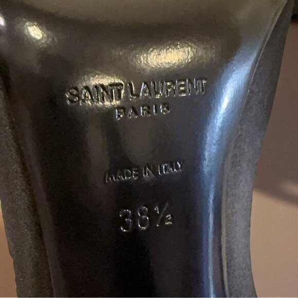 NIB Authentic Saint Laurent Black Frankly 115 Satin Peep Pump Sandals - Picture 7 of 16